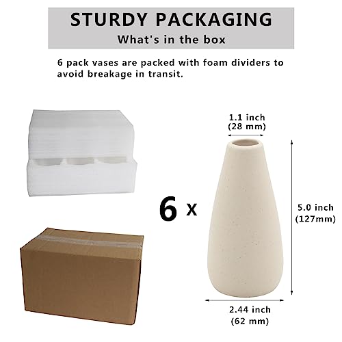 YANLING 6 Pack Modern Small Vase for Flowers, Light Yellow Ceramic Vases for Pampas Grass, Boho Vases for Home Decor Table Shelf Office Bedroom - color: Light Yellow-c, size: 6 Pack-Small