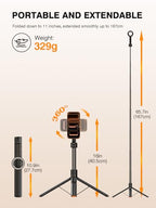 for Mag Safe Tripod for iPhone, 360° Rotating Head for Front & Rear Shooting, 65” Selfie Stick for iPhone Android with Remote & Metal Ring, Magnetic Phone Tripod Stand for Video Recording Travel
