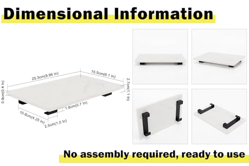Bathroom Vanity Tray and White Marble Kitchen Soap Tray, Luxurious Small Accessory for Table/Countertop (Black-Rectangle, 10" x 6" x 1") - size: 10" x 6" x 1"