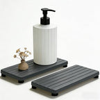 2PCS Stone Drying Tray, Water Absorbing Stone Tray for Sinks, Neat Diatomite Sink Trays, Fast Drying Kitchen Sponge Hand Soap Holder, Instant Dry Sink Coasters Used for Bathroom Counter -Dark Gray - color: 2pcs Dark Gray 5stripes