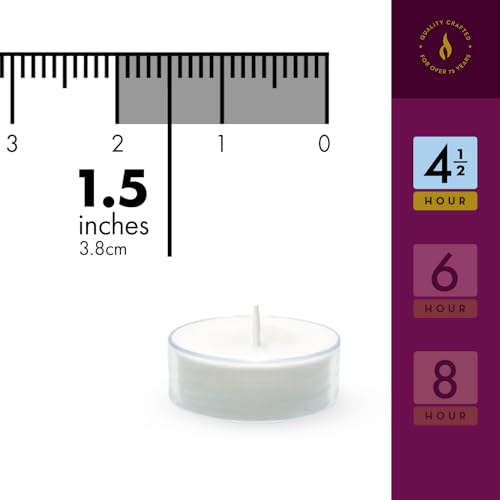 Lerner Clear Tea Lights Candles Bulk - 4.5 Hour Clear Cup Tealight 50 Pack - Consistent Smkless Clean Burning - Holiday, Wedding, Spa, Emergency and Home Decoration Candles - size: 50 Count