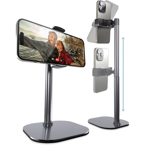 COOPER ChatStand, Adjustable Cell Phone Stand for Desk, Phone Stand for Recording, iPhone Holder for Filming, Small Tripod for iPhone, Fits Samsung, Android Smartphones, (Metallic Gray) - color: C - Metallic Gray