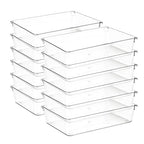 12 Pack Drawer Organizer - 6" X 9" Clear Acrylic Storage Bins with Non-Slip Pads, Versatile Desk Tray for Makeup, Jewelry, Kitchen, Bathroom, and Office Organization - size: 6"X 9"