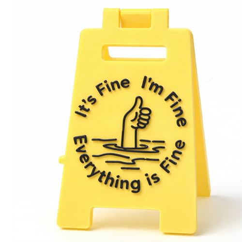 It's Fine I'm Fine Everything Is Fine 3D Printed Funny Office Desk Accessories, Workspace Stress Relief Desk Sign for Professionals, Coworkers, Home, Study, Relatable Mood Boosting Office Gift - color: It's Fine
