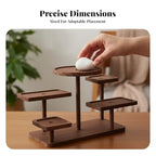 Display Riser Small Potted Plant Stand Sturdy Desktop Decorative Tiered Tray Rack for Figure Dolls Collection Perfume Makeup, Walnut