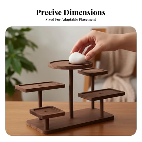 Display Riser Small Potted Plant Stand Sturdy Desktop Decorative Tiered Tray Rack for Figure Dolls Collection Perfume Makeup, Walnut
