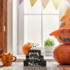 Smile 4 Pcs Wooden Blocks Signs, Happy Halloween Indoor Decorations, Skull Farm Decor Spooky Rustic for Home Table Shelf and Kitchen - style: Skull