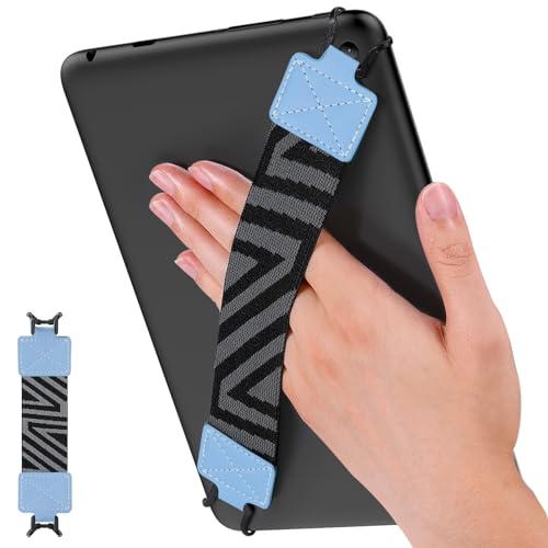 MoKo Security Hand-Strap for 9-11 Inch Tablet - iPad/Kindle Fire HD/Samsung/Lenovo, High-Elasticity Versatile Hand Strap Lightweight Finger Grip Holder, Light Blue - color: Light Blue, style: Patterned Strap