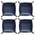 HARFINGTON 4pcs PU Leather Valet Tray Unisex Folding Small Catchall Tray Portable Entryway Table Tray Nightstand Bedside Desk Tray for Key Wallet Watch Coin Jewelry Dice, Dark Blue - color: Dark Blue