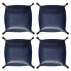 HARFINGTON 4pcs PU Leather Valet Tray Unisex Folding Small Catchall Tray Portable Entryway Table Tray Nightstand Bedside Desk Tray for Key Wallet Watch Coin Jewelry Dice, Dark Blue - color: Dark Blue