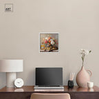 Art Remedy Cat Floral Vase Perfume Canvas Fashion Pet Art, White Frame, 12" x 12" - color: White Frame, size: 13"L x 13"W