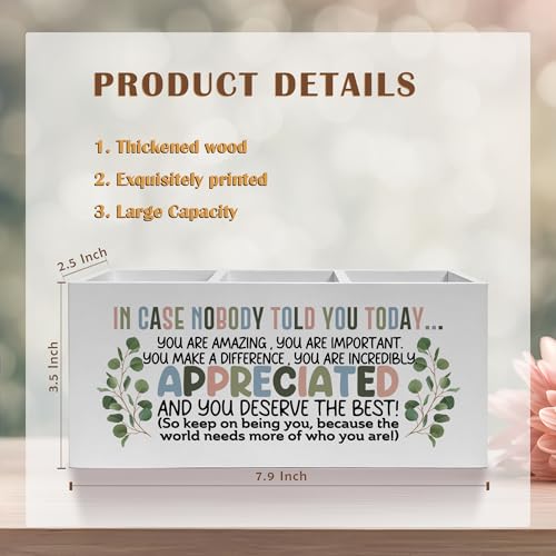 Boho Inspirational Pencil Pen Holder for Desk, Appreciation Gifts for Coworkers, Boss Gifts for Women Men Wooden Pencil Holder Organizer for Home Office Desk Accessories - color: Color-Desk accessories white 13