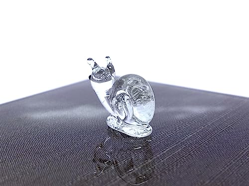 Rare Snail Micro Tiny Hand Blown Glass Art Figurines Animals Collectible Gift Home Décor (Clear) - color: Clear