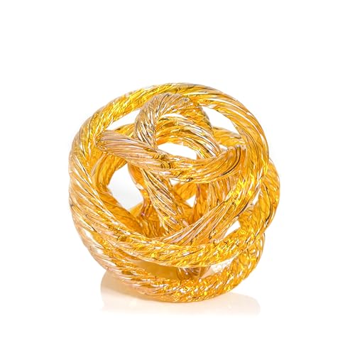 Glass Knot Teal Orbit Ball - 6 Inch Hand Blown Infinity Sculpture Decor Glass Orbit Home Decor Table Decoration Interio Art - color: Orange, size: 6" Diameter