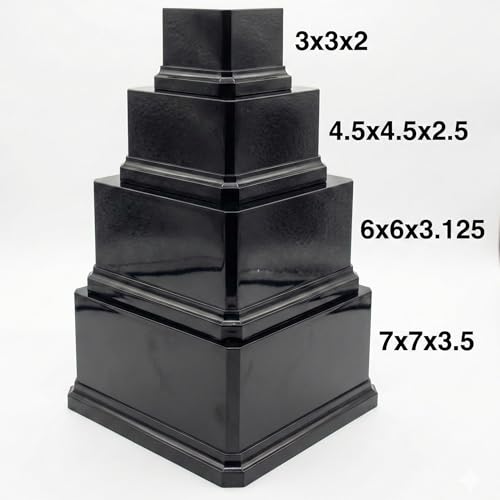 Premium Black Gloss Display Base – Weighted Square Pedestal for Trophies, Sculptures, 3D Prints, & Crafts – Heavy-Duty Riser Stand (6x6x3.125 inch) - size: 6x6x3.125 inch