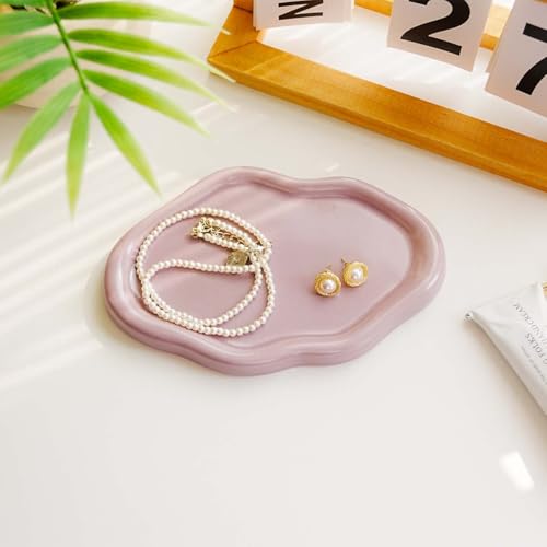 Gifts For Women Small Cloud Ceramic Jewelry Dish Tray, Vanity Ring Dish Ceramic Trinket Ring Holder, Room Decor Aesthetic,Decorative Cloud Vanity Key Tray Present for Wife Mom Daughter (Cloud-Purple) - style: Cloud-Purple