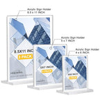 Hoewina Acrylic Sign Holder 8.5 x 11 Inch 3 Pack, Clear Display Sign Stand for Store Sign Holders, Vertical Double Acrylic Stands, Vendor Booth Display Items