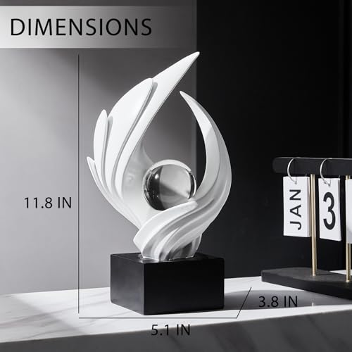 FJS Modern White Statue Table Decor for Living Room, Abstract Art Table Decor Accents, Resin Sculptures Home Decorations for Bookshelf TV Stand Living Room Dining Room Office - color: A-white