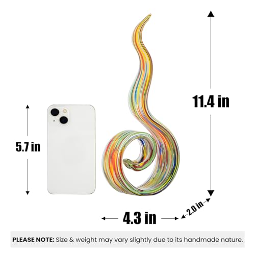 11.4" Tall Hand-Blown Glass Sculpture Murano-Style Sculpture Art Ornament Statue Figurines Home Decor Accent Piece Coastal Ocean Nautical Home Decor,Shelf,TV Stand,Tabletop Centerpieces,Wonderful Gift - color: Colorful