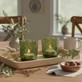6 Pack Patented Sun Moon Star Embossed Glass Tea Light Candle Holders - Unique Votive Candle Holders for Wedding, Party, and Table Centerpieces (Moss Green) - color: Moss Green