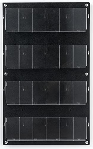 Displays2go Wall Pamphlet Display, Acrylic, 12/24 Adjustable Slots, Aluminum Standoffs - Black (2RP12BLK) - color: Black, size: 12 Pockets