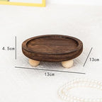 Vaveren Wooden Riser Tray Holder Plate Organization Serving Pedestal Stand Jewelry Display for Cabinet Fireplace Kitchen Counter , 13cmx13cmx4.5cm - color: Round 13x4.5cm
