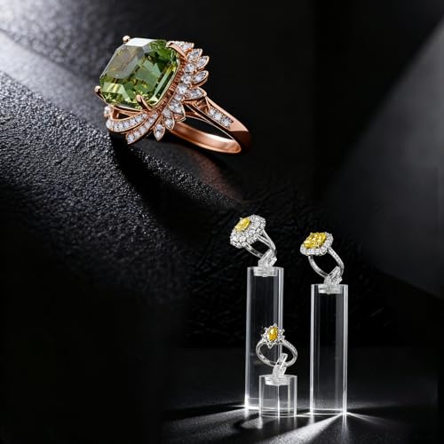 Oirlv Acrylic Jewelry Display Stand Ring Showcase Display Holder 7 PCS Rings Stand (Transparent) - color: Transparent