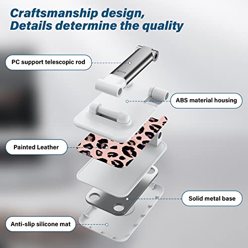 Foldable Phone Holder for Desk, Angle Adjustable Cell Phone Stand, Suitable for iPhone, Samsung & Other Smartphones - color: Leopard Print