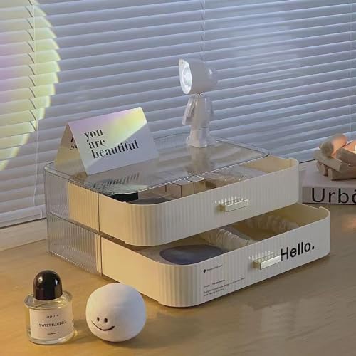 MIUOPUR Stackable Makeup Organizer Drawers, Bathroom Vanity Organizers and Storage, Ideal for Desk and Dresser Countertops, Great for Cosmetics, skincare, Lipsticks, Nail Care -Cream - color: Cream, size: Drawer Only