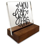 You Got This Inspirational Quotes Desk Decor Gifts For Women Best Friend Encouragement Office Inspiration Positive Plaque Acrylic With Wooden Stand Sign for Cowoker Friend Women Gift - style: You Got This