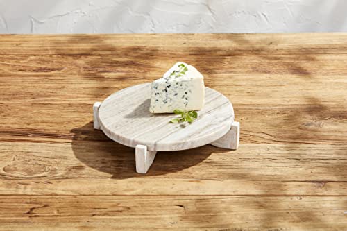 Mud Pie Marble Wood Pedestal, 2" x 8 1/2" dia