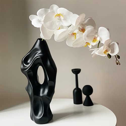 Abstract Ceramic Vase, Modern Flower Arrangement Vases Decor for Home Office Living Room Ornaments,Black - color: Black