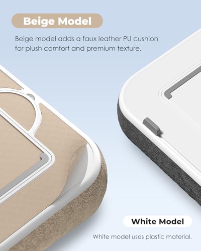 Viozon Kindle Pillow Stand Holder, Phone Holder for Bed, Laptop Lap Desk with Mouse Pad,Compatible with 4.7-13" Kindle/Tablet/Phone,10-15" Laptop, Snack Bowl&Cup Attachment&Detachable 360° Stand Arm - color: Beige