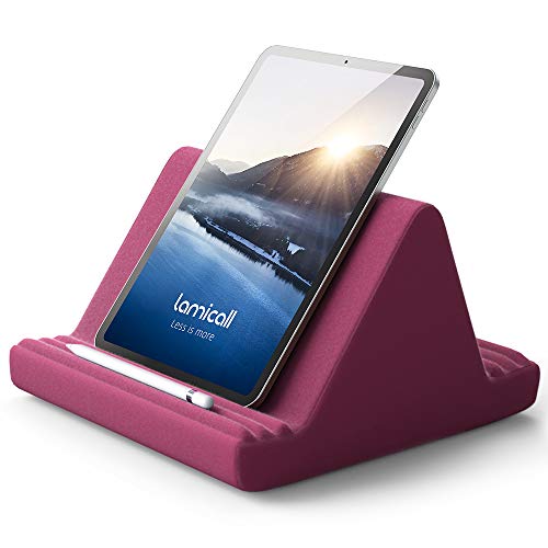 Lamicall Tablet Pillow Stand, Pillow Soft Pad for Lap - Tablet Holder Dock for Bed with 6 Viewing Angles, for iPad Pro 9.7, 10.5, 11, 12.9 Air Mini 4 3, Kindle, Galaxy Tab, E-Reader, Purplish Red - color: Purplish Red