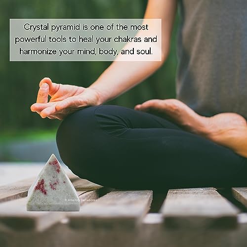 Amazing Gemstone Cinnabarite Pyramid Crystal Healing Stones - 2" Great Pyramid Figurine of Natural Stone Pyramid for Meditation, Reiki, Chakra Balancing and Crystal Pyramids Grid - color: Cinnabarite