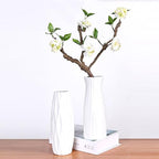 White Ceramic Vase for Home Decor, Small Modern Cute Vases for Flower Bouquet Pampas Grass Tulips Rose Dried Flowers Plant Bud, Table centerpieces,Living Room Dining Room,Office Decor, 8.3 Inch