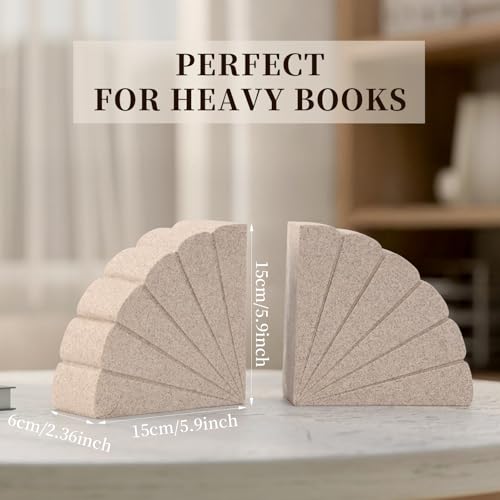 Decorative Bookends for Heavy Books – Stylish Heavy Duty Book Ends for Shelves,Resin Decor,Ideal for Any Bookshelf,Aesthetic Book Holder/Stopper for Chic Home, Office, or Library Decor-Sandstone - style: 807 (Sandstone )