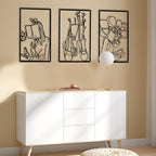 CHENGU 3 Pieces Metal Minimalist Abstract Woman Wall Art Line Drawing Wall Art Decor Single Line Female Home Hanging for Kitchen Bathroom Living Room - style: Reading Style