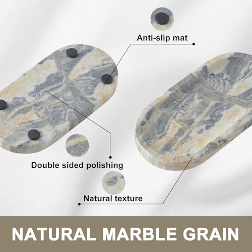 Natural Marble Vanity Tray, Marble Tray for Bathroom countertop,Stone Tray for Storing Perfume, Cosmetics and Jewelry 7.87 * 3.9inch （Ink Wash Yellow） - color: Ink Wash Yellow, size: 7.9" x 3.9" x 0.7"
