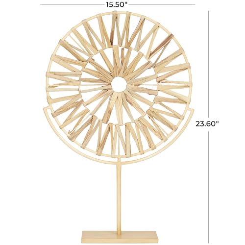 Deco 79 Metal Geometric Handmade Decorative Sculpture Starburst Home Decor Statue, Accent Figurine 16" x 4" x 24", Brown