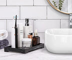 Luxspire Bathroom Sink Vanity Trays, 10" x 6" Resin Vanity Tray for Soap Dispenser, Kitchen Sink Trays, Vanity Countertop Organizer for Candles Soap Towel Perfume Holder Jewlery, Marble Style -M- Ink - color: A - Ink, style: Medium