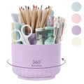 SKYDUE 360 Degree Rotating Desk Organizer, Dual-Purpose Pencil Pen Holder for Desktop, Rotating Desk Pen Organizer with 5 Slots Purple - color: Purple