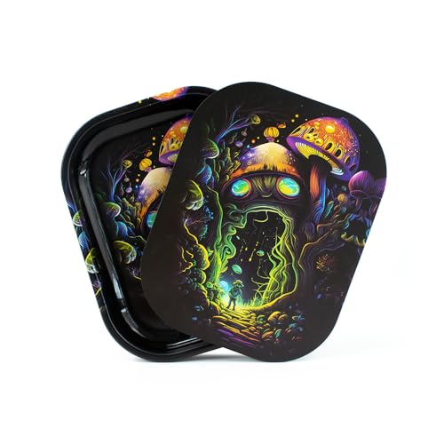 Small Metal Tray with Magnetic Lid, Decorative Tray, Ideal Storage for Home or Travel, 7 x 5.5 Inches (B Black) - color: B Black