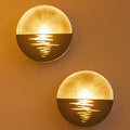 Gold Wall Sconces Set of Two: Flameless Candle Sconces Night Light for Indoor Livingroom Bedroom - Metal Sunrise Decor Wall Candle Holder with Tealight for Hallway