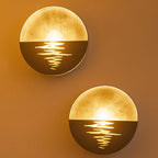 Gold Wall Sconces Set of Two: Flameless Candle Sconces Night Light for Indoor Livingroom Bedroom - Metal Sunrise Decor Wall Candle Holder with Tealight for Hallway