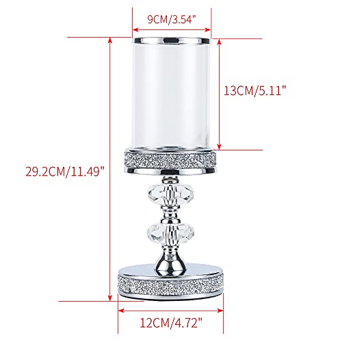 Pillar Candle Holders, Candle Holders for Pillar Candle, Crystal Candlesticks Holder for Home Decor, Wedding, Events, Coffee Dining Table CH048MD - size: Silver ( M )