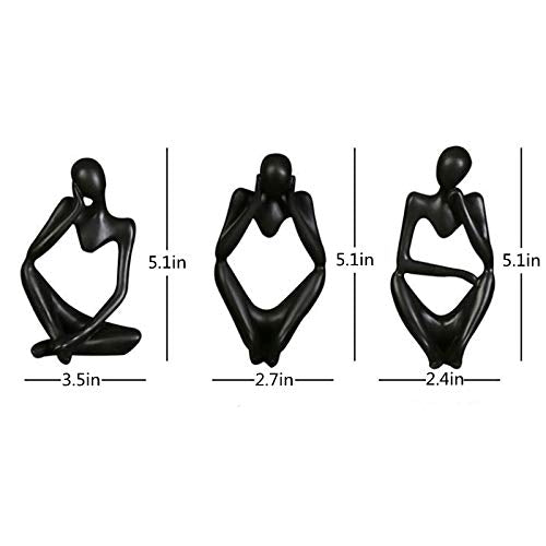 Asng Resin Thinker Style Abstract Sculpture Statue Collectible Figurines Home Office Bookshelf Desktop Decor (Black,Right, Small) - color: Black,right, size: Small