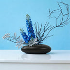 Flower Frog Vase Kit, Ikebana Floral Arrangement Ceramic Water Drop Pot Flower Arrangement Vase Kit (Dark Brown Large Size) - color: Dark Brown Large Size