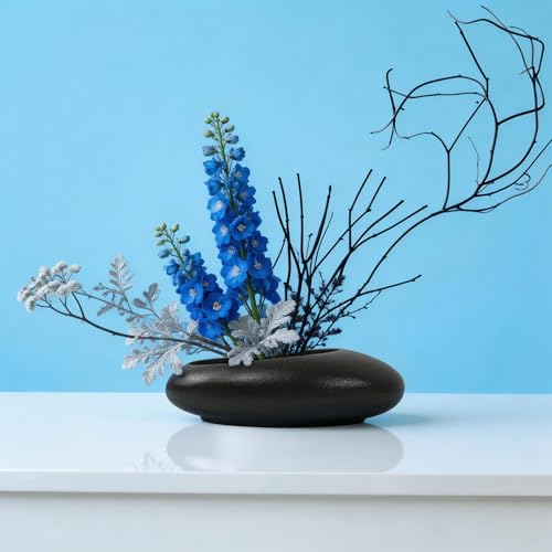 Flower Frog Vase Kit, Ikebana Floral Arrangement Ceramic Water Drop Pot Flower Arrangement Vase Kit (Dark Brown Large Size) - color: Dark Brown Large Size