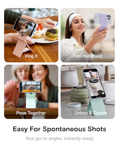MOFT Phone Tripod Stand Selfie Stick for iPhone, Multi-Angles iPhone Stand, Lightweight & Portable Phone Holder, Strong Magnets, MOVAS Vegan Leather, Travel Essentials, Peony (Without Card Slot) - color: Peony x Without Card Slot, size: Wthout Card Slot -